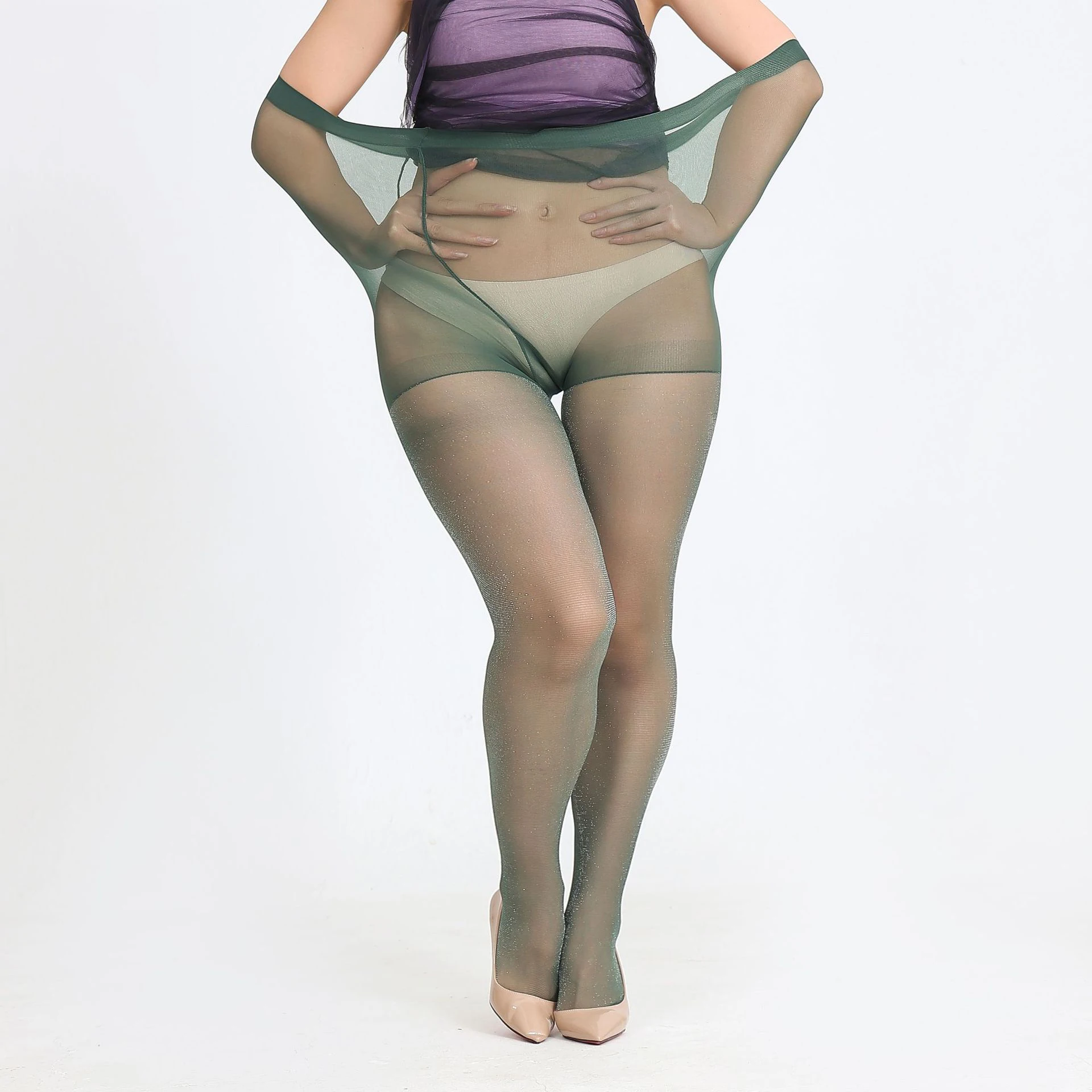 Extra große helle Strumpfhosen für Frauen, sexy glänzende Strumpfhosen mit hoher Taille, weiblich, für 50–150 kg lange Socken, einfarbige Sommerstrümpfe – Detail 12