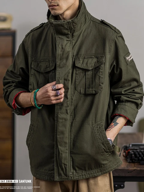 Jacket American Retro Winter And Coat Double Collar Multi-pocket