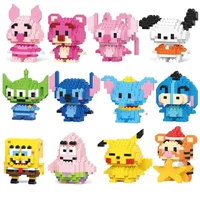 24pcs Stitch LinaBellr Mario Bros Figures Disney Stitch Building Blacks Cartoon Anime Pokemon Pikachu Assembled Bricks Toy Gift 1