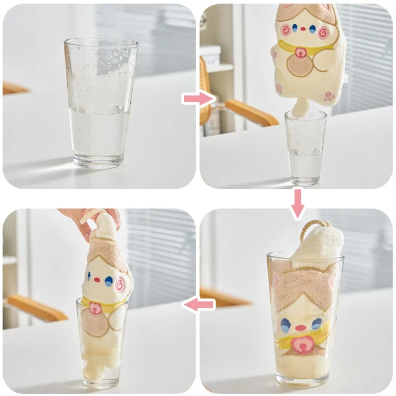 Hand Towel Kitchen Cleaning Cloth Cat Towel Quick Drying Absorbent Bathroom Hanging Towel