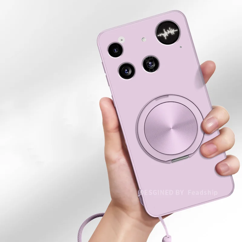 Magnetic Silicone Phone Case with Holder and Screen Protector