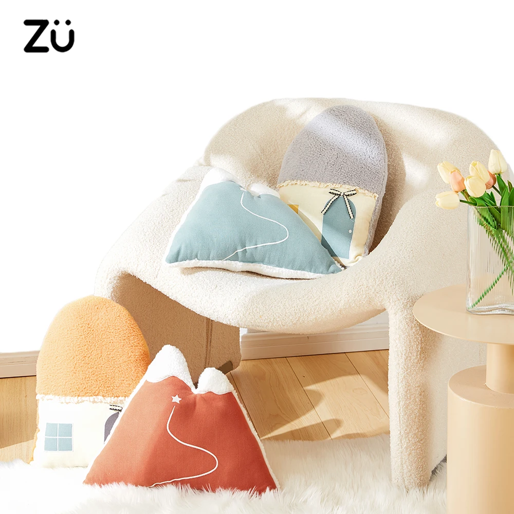 ZU Creative Glow-in-the-Dark Snowy Mountain Cushions Stuffed Throw Pillow House-Shaped Plush Cotton Hug Pillows Home Bed Decor retractable katanas glow in the dark creative retractable katanas toy stress relief push kids toys 3d gravity knives katanas