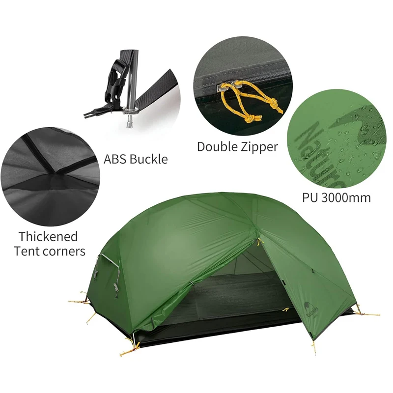 Camping Tent Naturehike Mongar 2 Ultralight Outdoor 3 Season Waterproof 20D Nylon 210T 2 Person
