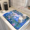 Claude Monet Painting Art Quick Drying Dish Mat Printed Kitchen Tableware Coffee Draining Pad Dinnerware Cup Bottle Placemat 6