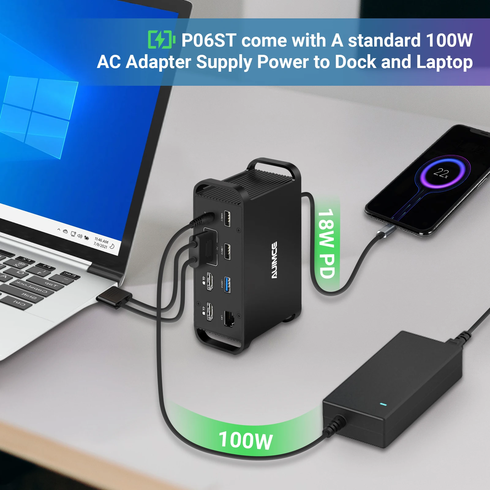 ŷ ̼ USB C ƺ   2 HDMI 4K 60Hz USB3.0 PD 18W RJ45 AC  , SD ī , ƺ  