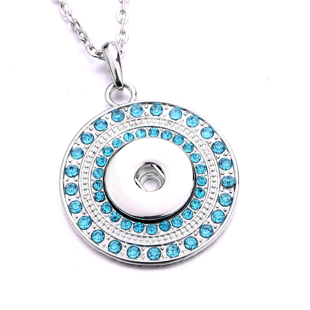 10pcs New Snap Button Jewelry Necklaces High Quality Full Crystal Round Snaps Pendant Necklace for Women