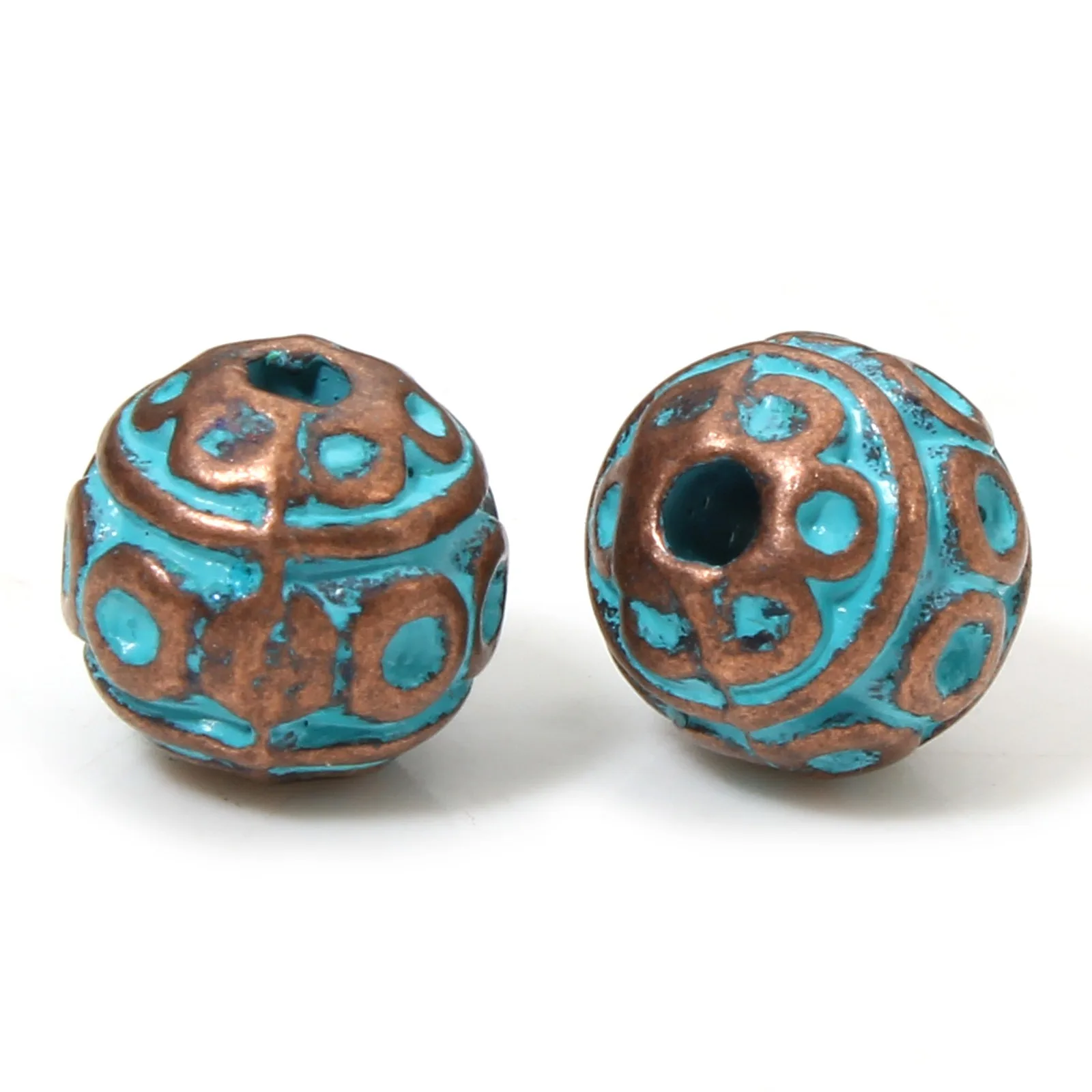 20 stücke Vintage Patina Spacer Perlen Machen Antike Kupfer Blau Geometrische Metall Perlen Für DIY Schmuck Machen Halskette Erkenntnisse – Detail 5