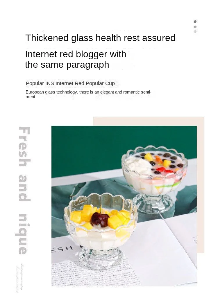 Description Picture 4 of itemGlass Ice Cream Cup Bowl Multi-Use for Smoothies Dessert Juice Parfait Cold Drink Stylish Kitchenware