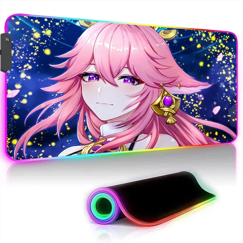  콺 е, Xxl Yae Miko  Ʈ 콺 е, ̸ Rgb Led  ׼ ũ Ʈ ũ Ʈ 콺 ִϸ̼ 繫
