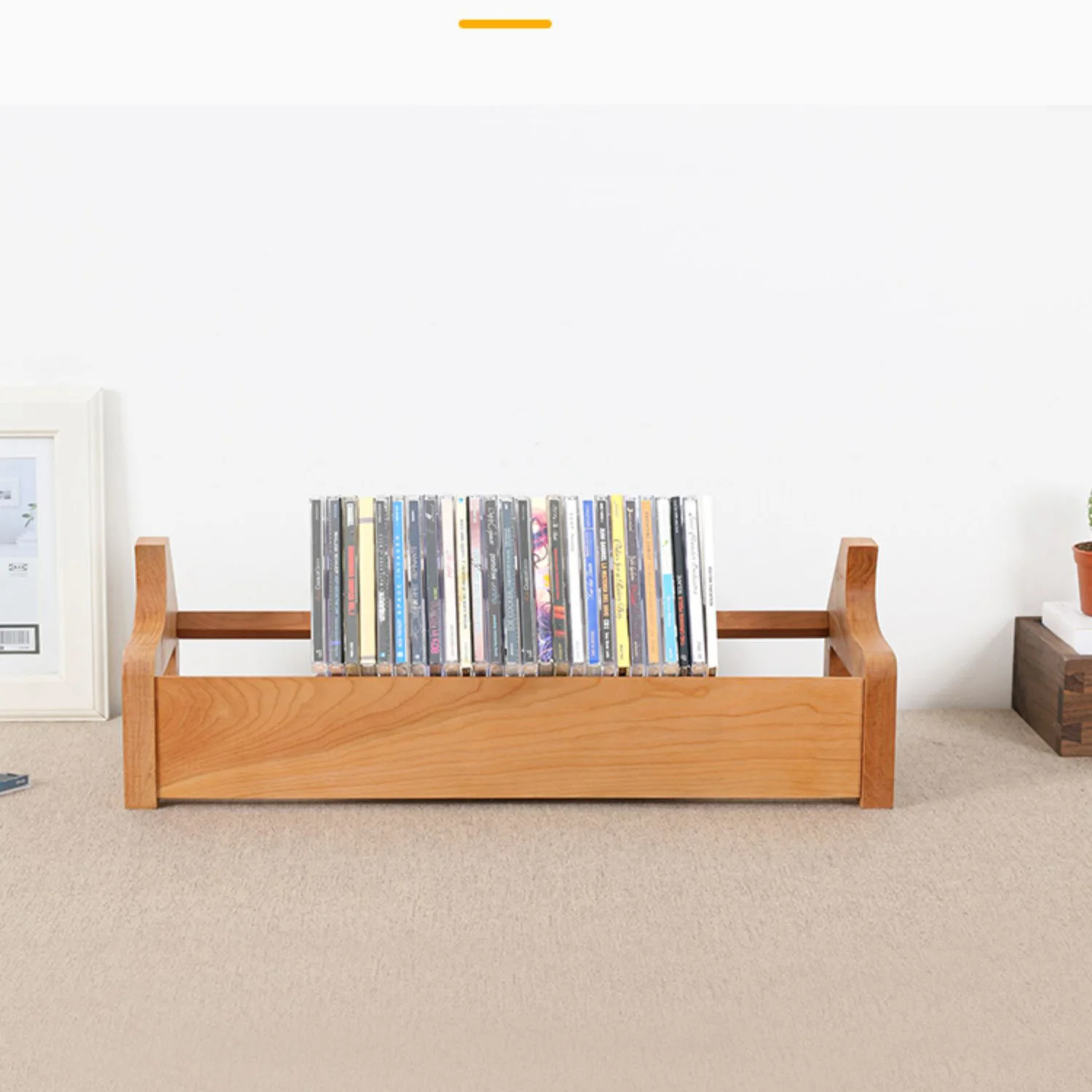 High-End Natural Cherry Wood Media Storage CD Rack Stackable Organizer-Holds 40 CDs Desktop Bookshelf CD Holder Rack