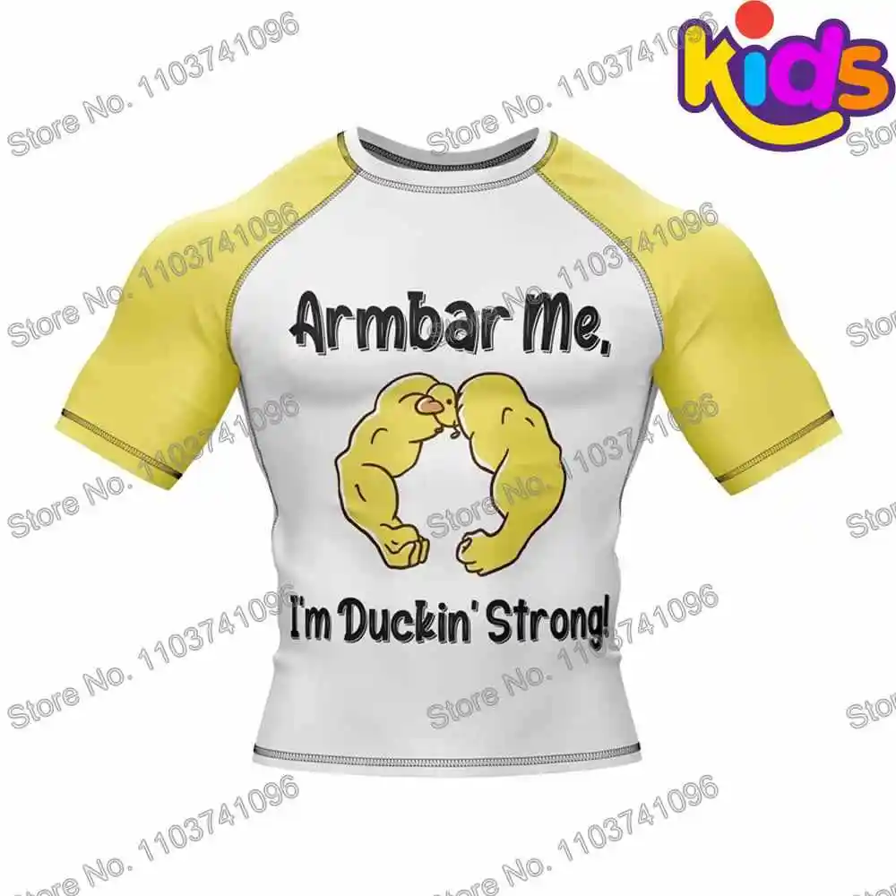 Kids Armbar Me Surf Clothing BJJ MMA Boys Rash Guard Short Sleeve Diving T-Shirt Tight Swimwear Summer Beach Floatsuit Tops