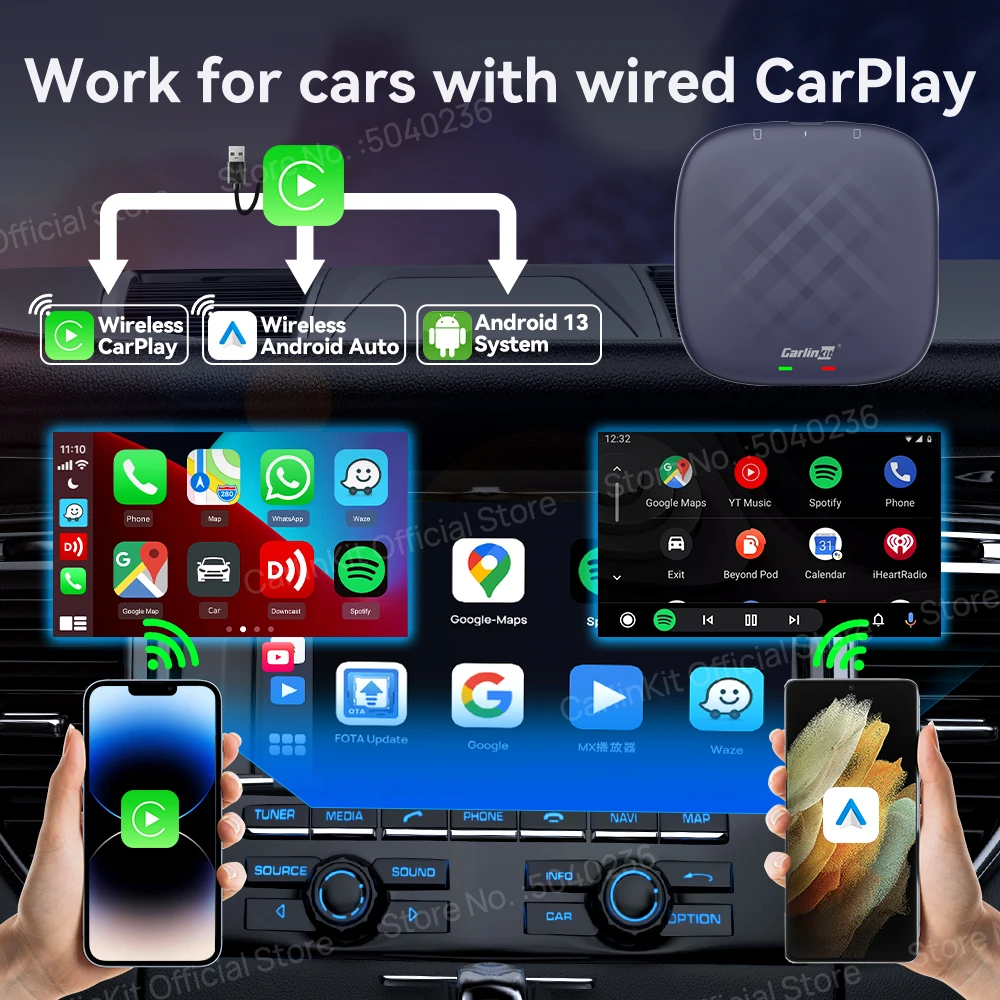 2024 CarlinKit Wireless CarPlay Ai Box Android 13 QCM665 6125 Mini Android  Auto Wireless Adapter 8GB+128GB For Wired CarPlay Car - AliExpress