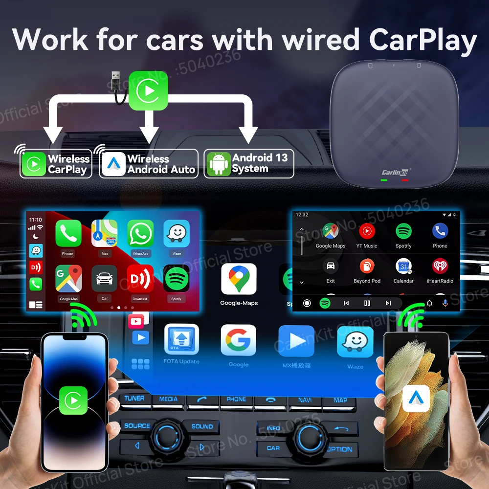 CarlinKit 8+128G CarPlay Ai Box Plus Android 13 Wireless Android 
