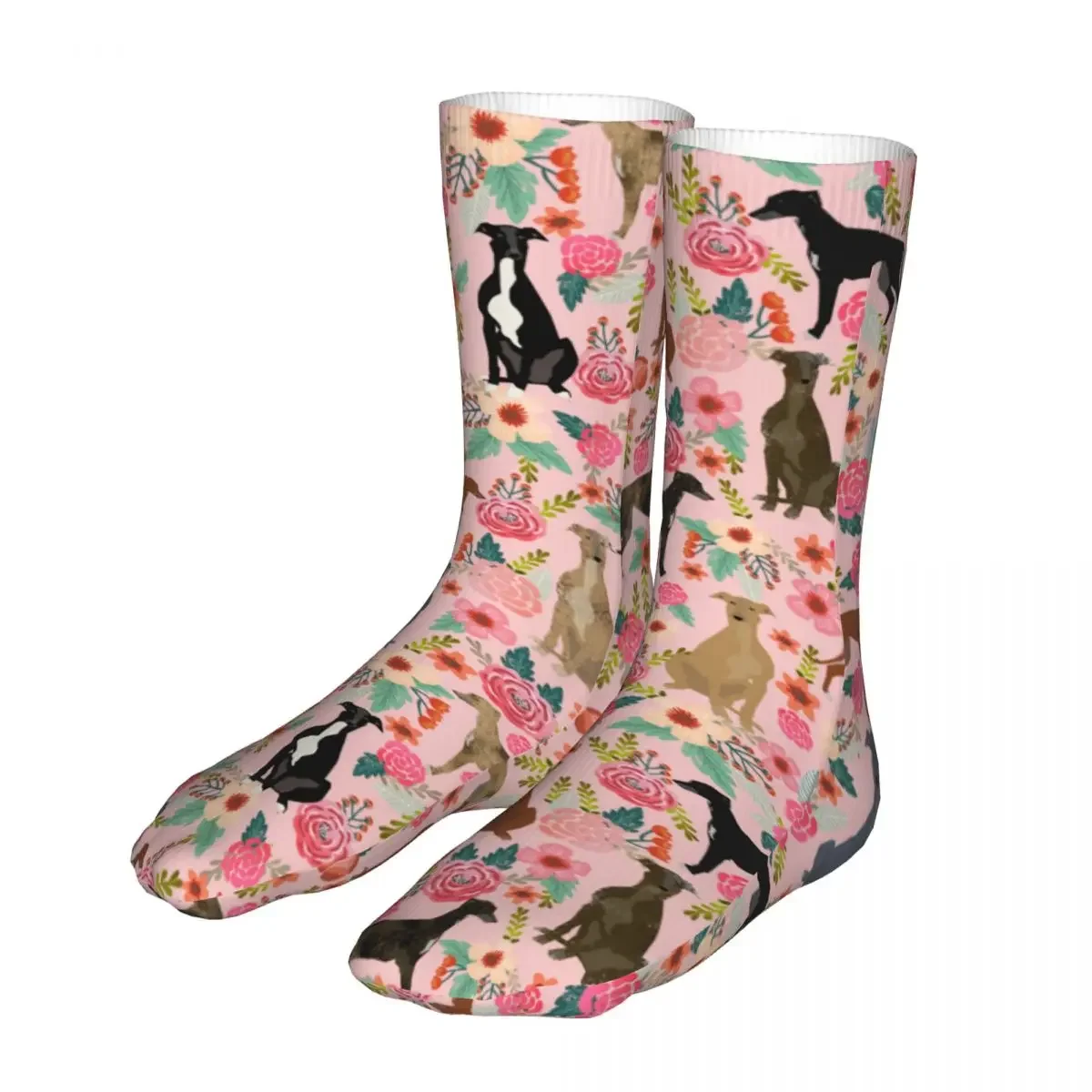 

New Socks Men's Women's Crazy Greyhound Dog Florals Socks Animal Sport Stockings Spring Summer Autumn Winter