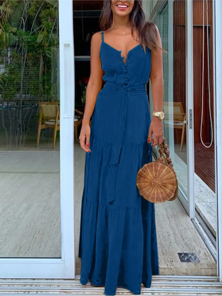 Summer Spaghetti Strap Long Dress Bohemian Style Casual Vacation Maxi Beach Dresses For Women Fashion Elegant Lady Robe Vestidos 1 Summer Spaghetti Strap Long Dress Bohemian Style Casual Vacation Maxi Beach Dresses For Women Fashion Elegant Lady Robe Vestidos