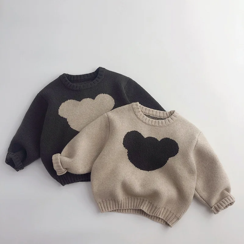 

Autumn Winter New Children Warm Sweater Boys Girls Cute Vintage Bear Sweater Baby Knit Pullover Kids Casual Sweater Knit Clothes