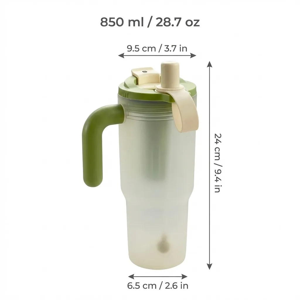 Large Capacity Heat-Resistant Transparent Water Bottle with Straw and Strainer