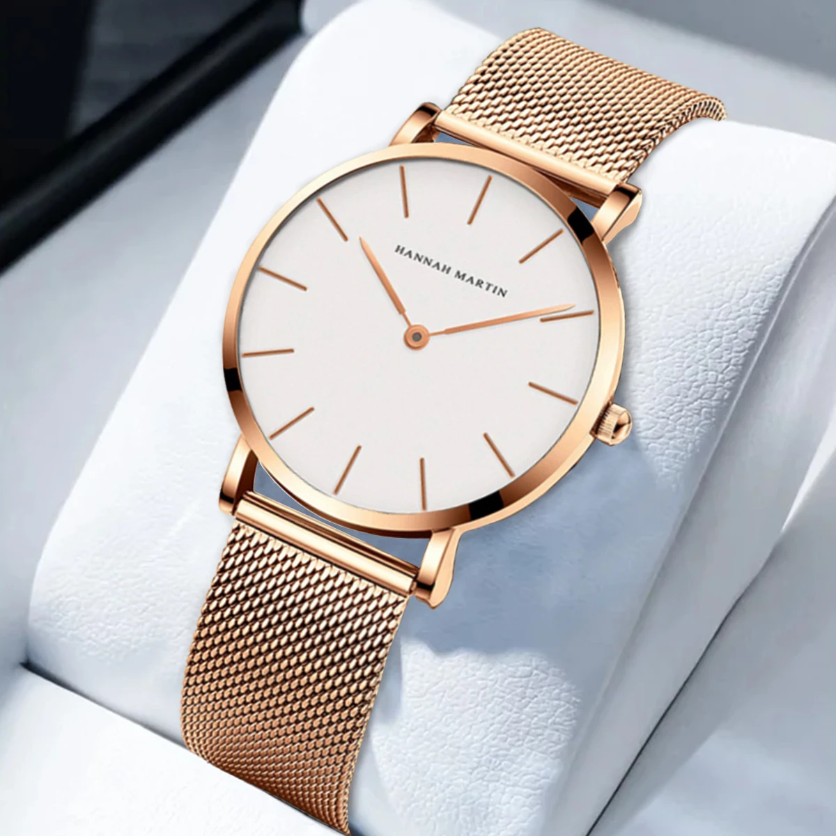 1 Set Women Watches Japan Quartz Movement Simple Rose Gold Stainless Steel Mesh Student Watches Relogio Feminino
