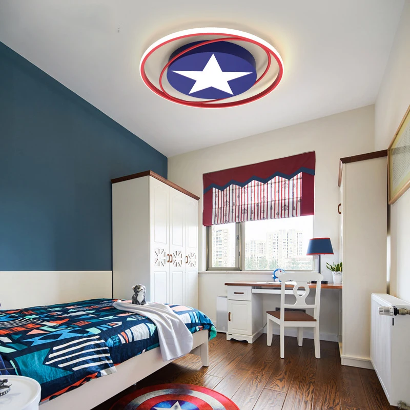 Children's room bedroom ceiling light minimalist modern LED ceiling light creative cartoon America Captain lighting fixtures