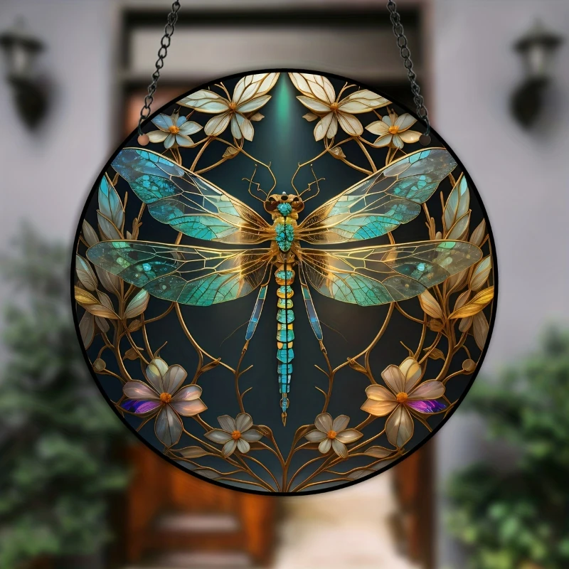 Dragonfly Suncatcher Parasole Vintage Colored Ornament Window Decor Hanging Art Sun Catchers Sign Gift For Family Friends