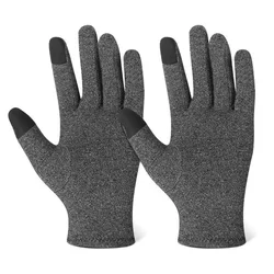 ComfortFit Touch Screen Compression Gloves for Arthritis Relief - Full Finger, Anti - Slip Support for Daily Use (GRAY)