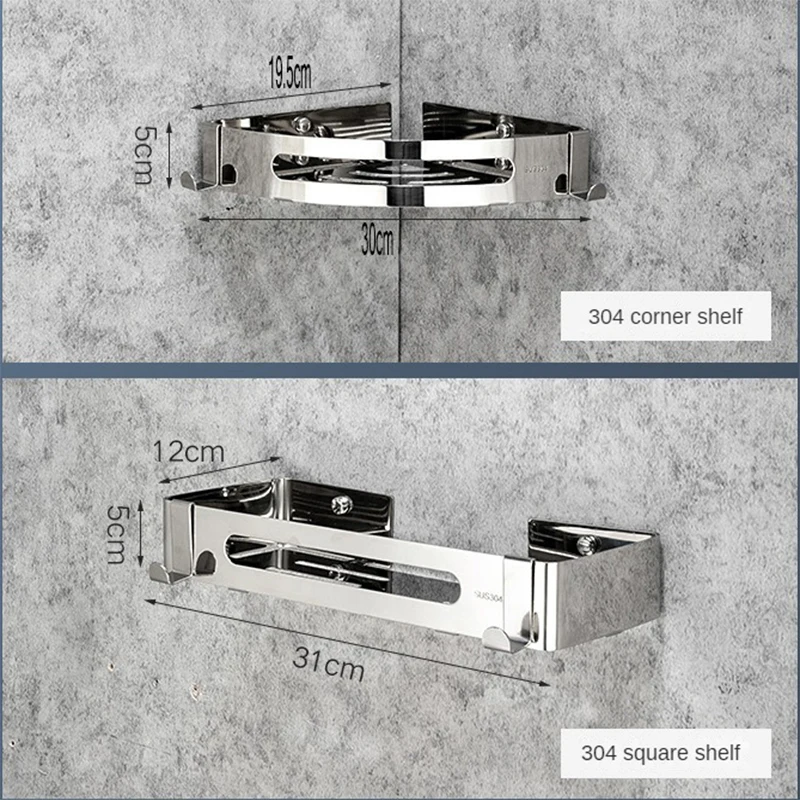 Prateleiras de Parede Quadradas de Racks de Armazenamento de Vaso Sanitário Organizador de Banheiro Soco de Rack Quadrado Acessórios de Cozinha e Banheiro Aço Inoxidável