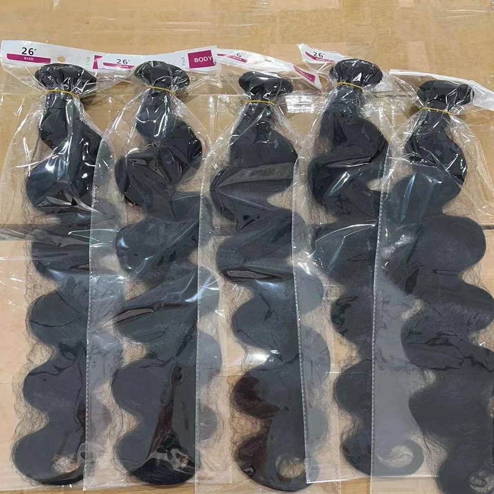 Body Wave Human Hair Bundles 100% Unprocessed Cambodian Raw Hair Bundles for Women Natural Black 8-40 Inch Soft and Silky Hair 5