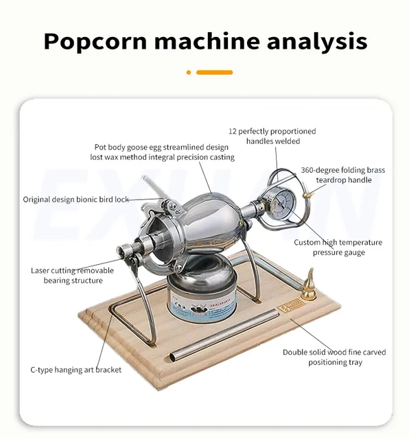 100ml/260ml/360ml Small Cooker Popcorn Machine Puffing Machine Corn Fry Machine Stainless Steel Grain Amplifier Popcorn Heater 4