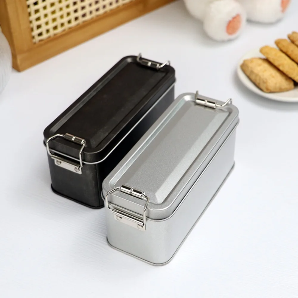New Metal Rectangular Iron Box Old-fashioned with Lid Cake Packaging Box Durable Storage Box Candy Box 3