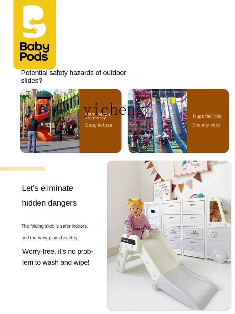 Yy Household Small Baby Slide Folding Young Children Toy Playground 5