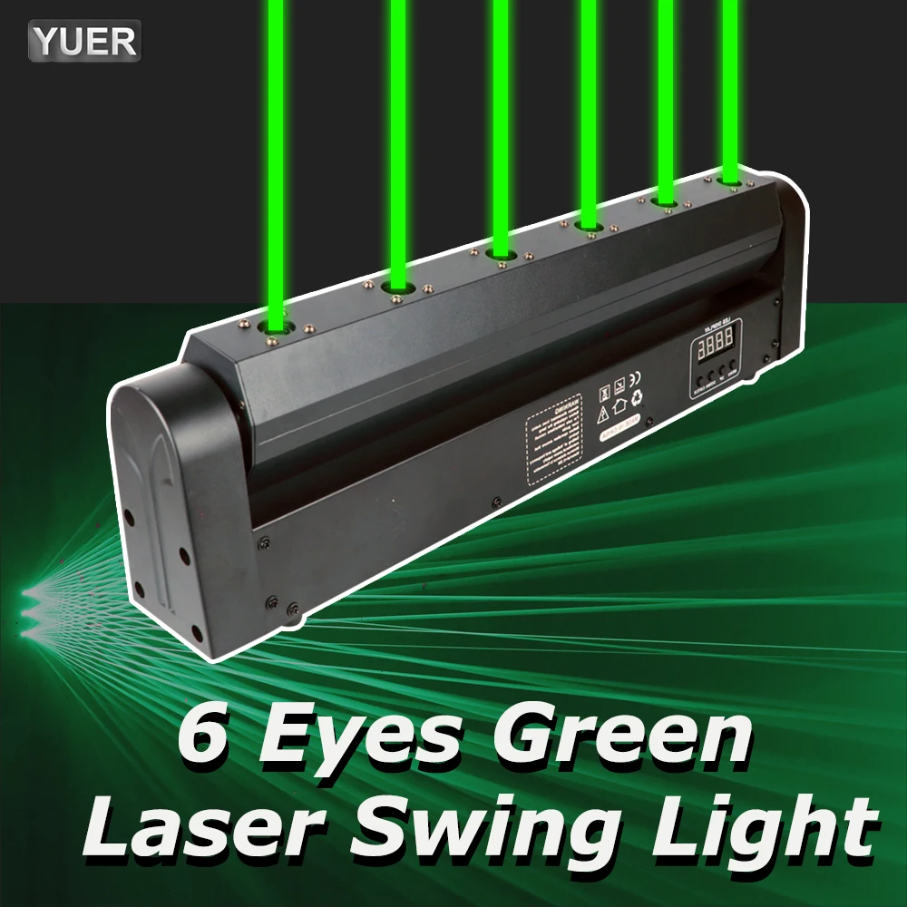 

YUER 6 Eyes Green Laser Bar Beam Lighting for DJ Disco Music Party Wedding Moving Head Projector Scanning Stage Effect DMX512