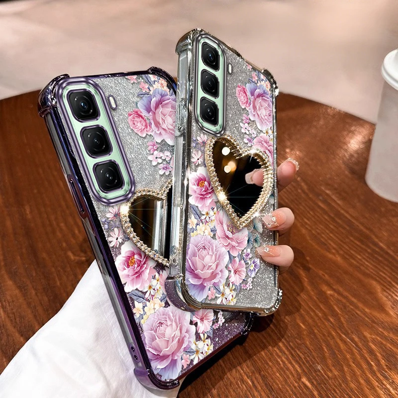 Elegant Splendid Flowers Plating Bracelet Holder Phone Case