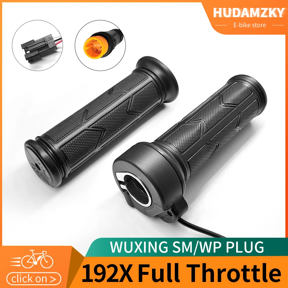 Electric Bicycle Throttle WUXING 192X Full Twist Right Handle Waterproof/SM Connector for E Bikes Scooter