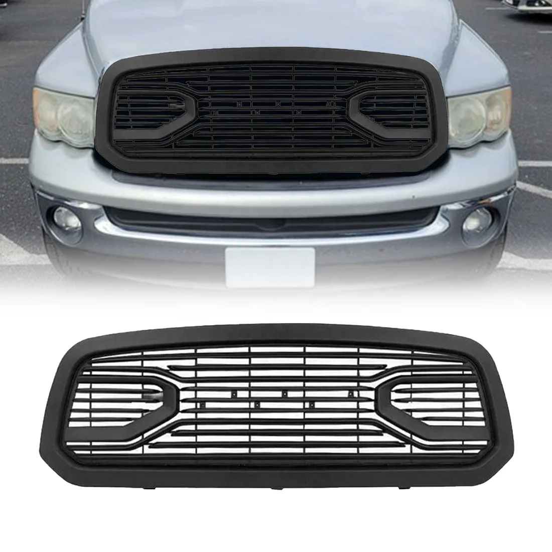 

Car Grills Replacement Hood Upper Grille Accessories Front Grill Fit For Dodge Ram 1500 2002-2005 Matte Black