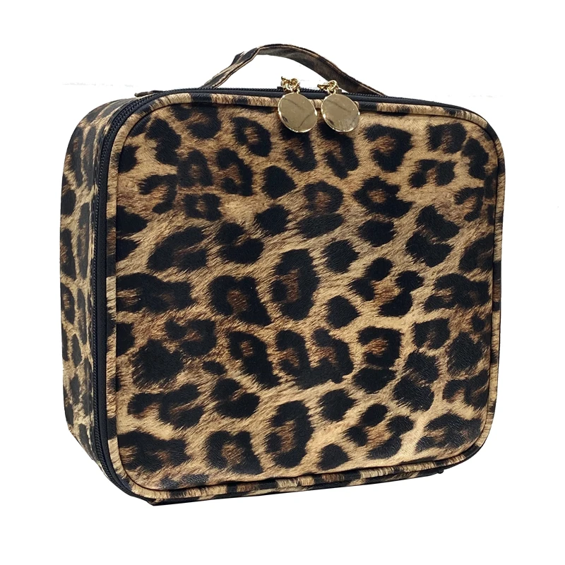 New Leopard Waterproof Cosmetic Bag PU Leather Travel Large Capacity Beauty Makeup Case  bag organizer