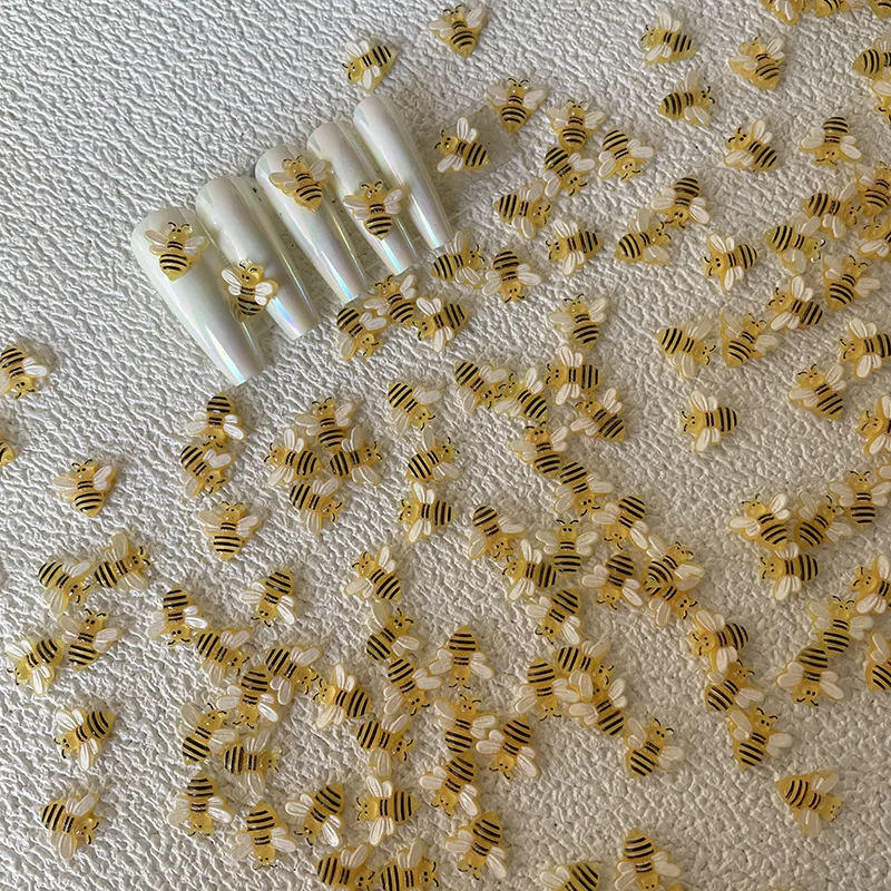

50pcs nail charms accessories DIY manicure supplies cute kawaii Spring cartoon bee decoration Resin nail art rhinestones gems