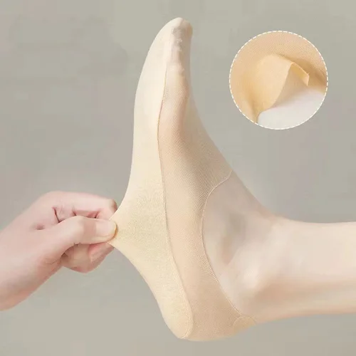 여름용 미끄럼 방지 통기성 탈취제 보이지 않는 면 양말, 5 켤레, 여성/소녀용, 투명 바닥, 얇은, 여름용 2