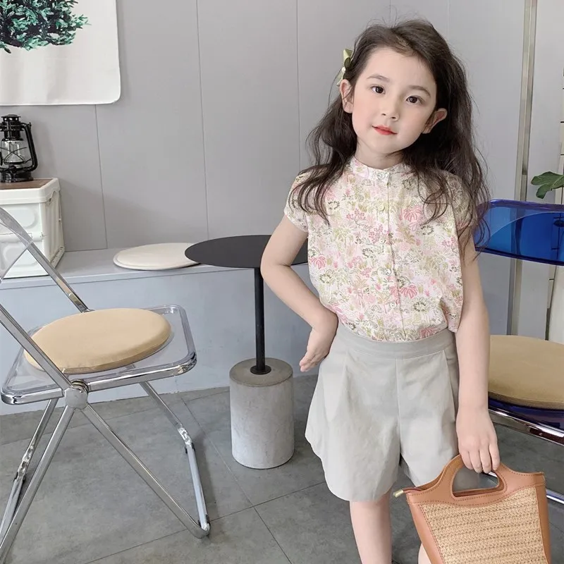 

summer baby girl clothes Holiday style girl sleeveless printed vest full pattern fashionable tops