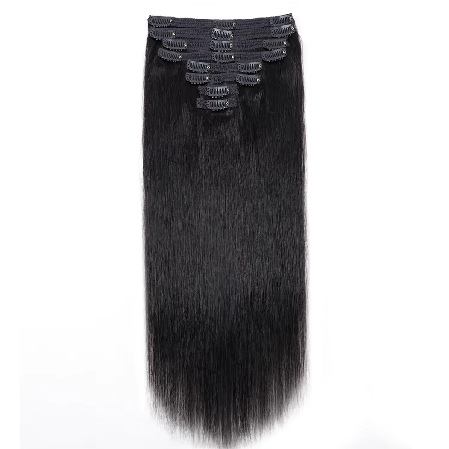 Clip in Hair Extension Straight Real Human Hair Natural Black Clip in 100% Brazilian Remy Human Hair Extension 8pcs with 18Clips
