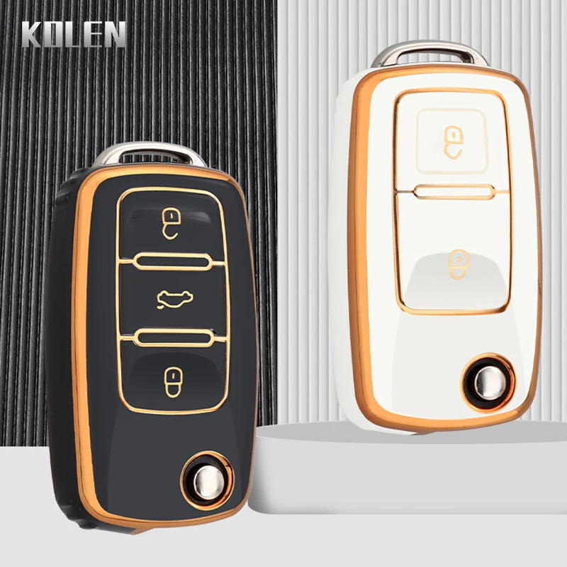 Фото Новый ТПУ чехол для автомобильного ключа для VW Volkswagen Polo Tiguan Passat Golf Jetta Lavida Skoda Octavia 2 3 защитный чехол с кнопками №4