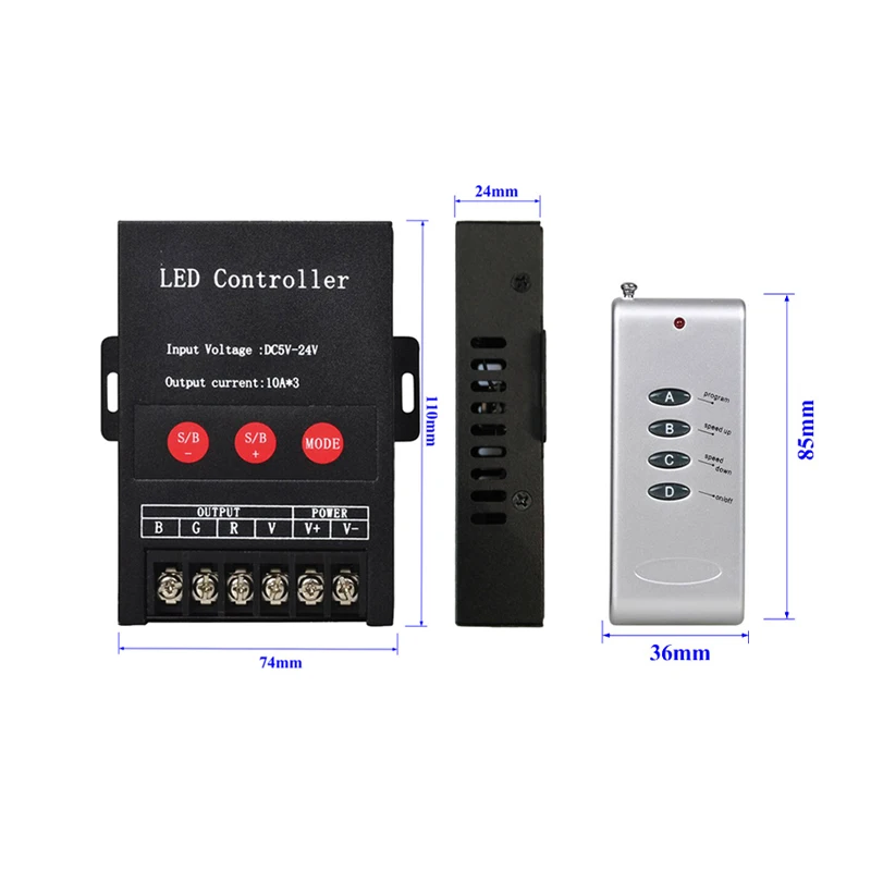 RF LED Ʈѷ  5050 RGB ÷ Ʈ  2835  ,  4 Ű  , 5V, 12V, 24V, DC 30A