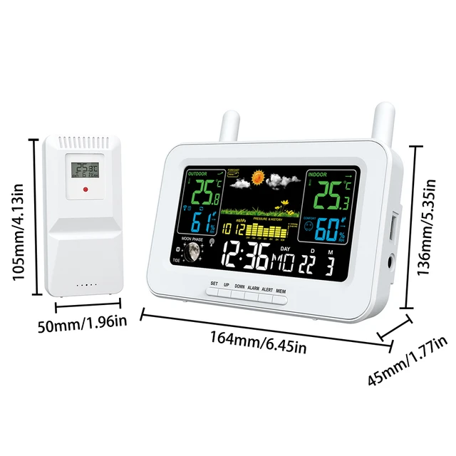 Wifi Sans Fil Thermomètre Hygromètre Intérieur Extérieur APP Contrôle  Station Météo Horloge Numérique Température Humidité Moniteur - AliExpress