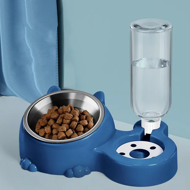 2-in-1 Stainless Steel Pet Bowl - Food & Water Bowl for Kittens, Puppies & Cats, Anti-Spill Feeding Bowl, 3