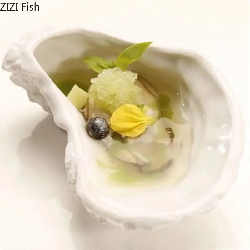 Imitation Oyster Shape Plate Home Creative Ceramic Tableware