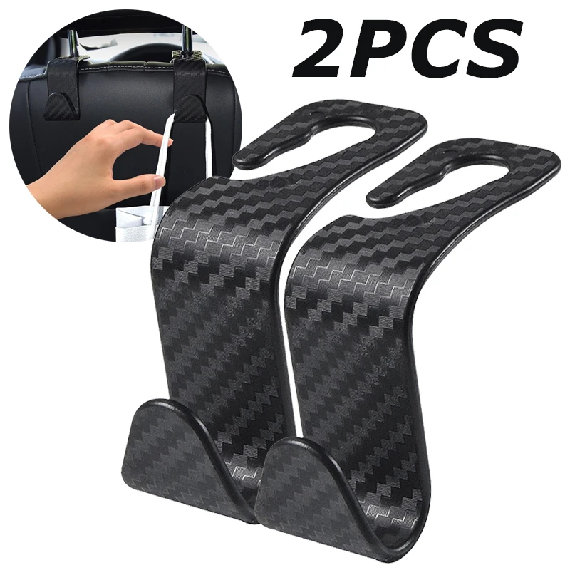 

2/4Pcs Carbon Fiber Car Hook Universal Seat Back Hanger Brackets Auto Interior Storage Organizer Styling Decor Car Accessories