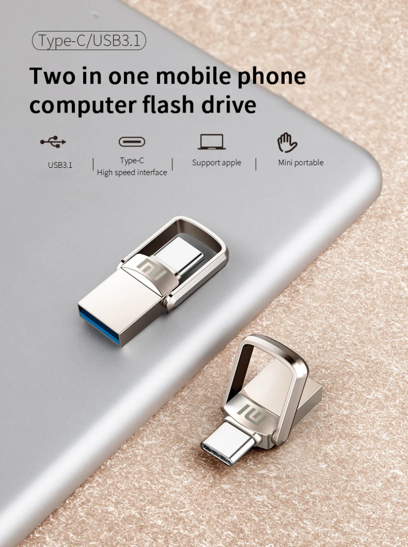 2TB Xiaomi U Disk 1TB 256GB128G 512GB USB 3.1 Type-C Interface Mobile Phone Computer Mutual Transmission Portable USB Memory