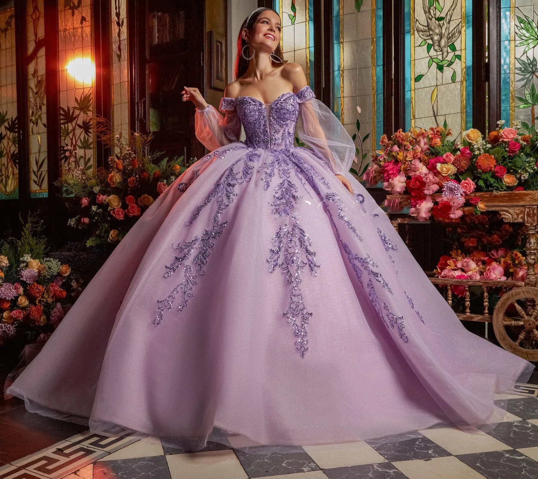

Puffy Charro Quinceanera Dresses Ball Gown Off The Shoulder Tulle Appliques Mexican Sweet 16 Dresses 15 Anos