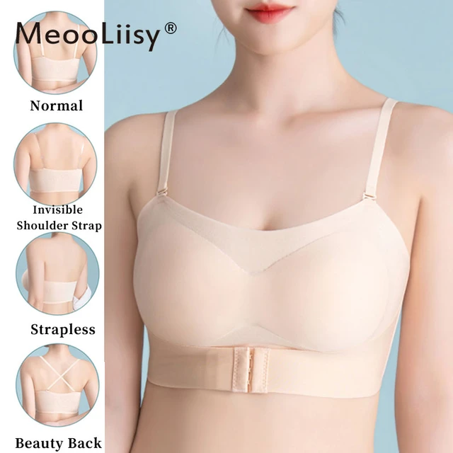 MeooLiisy Multi-way Strapless Women Bras No Wire Full Cup Lingerie Beauty  Back Invisible Front Buckle