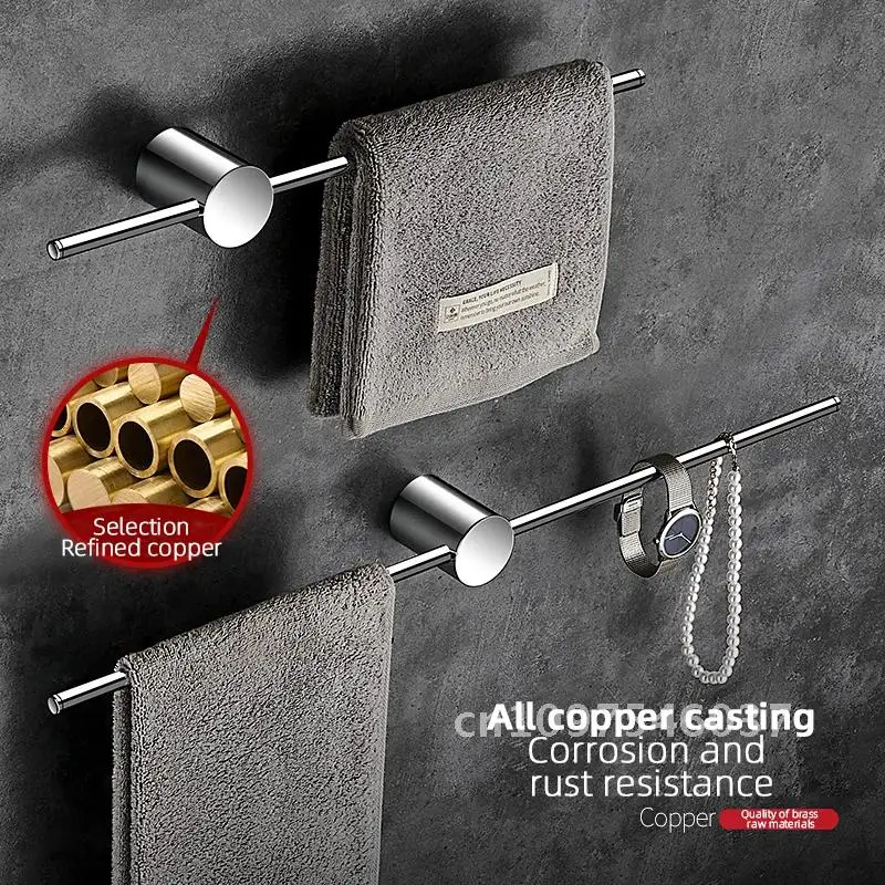 WB8717 Quality Single Towel Bar Chrome Brass Towel Mount Rack Hanger Copper Wall High Accessories Bathroom