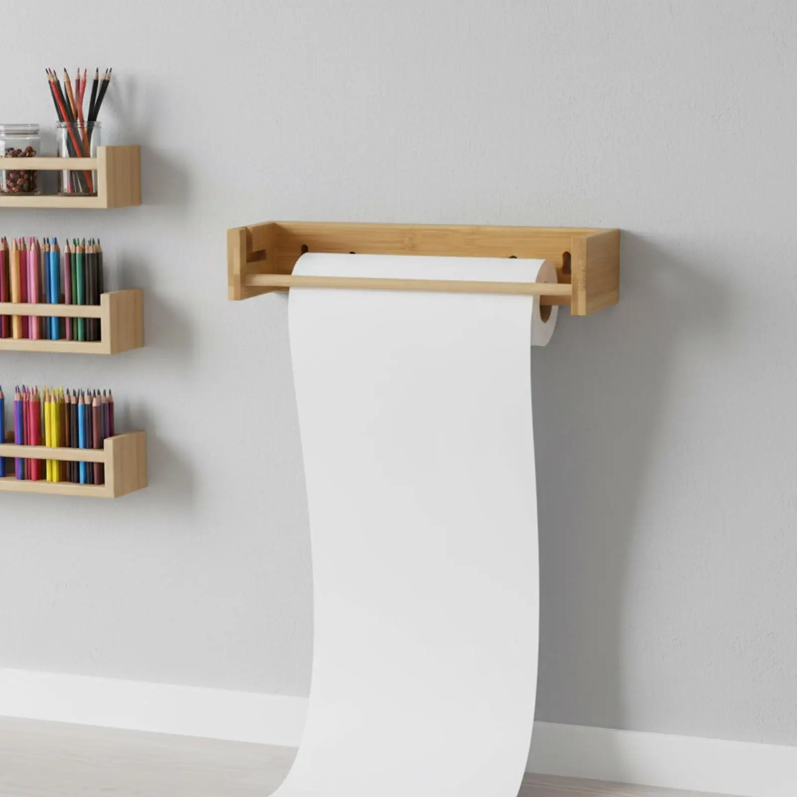 Wooden Easel Paper Roll Holder Painting ,Versatile, Rack Easy to use Easy Pull workspaces